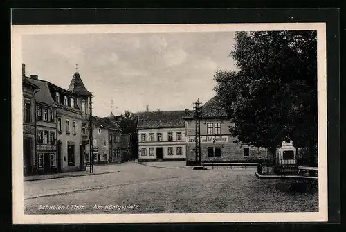 AK Schkölen i. Thür., Königsplatz mit Gasthof zum Ratskeller