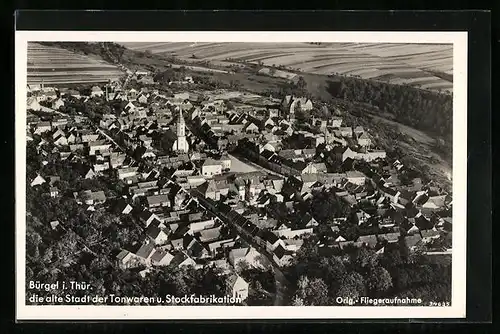 AK Bürgel i. Thür., Gesamtansicht, Fliegeraufnahme