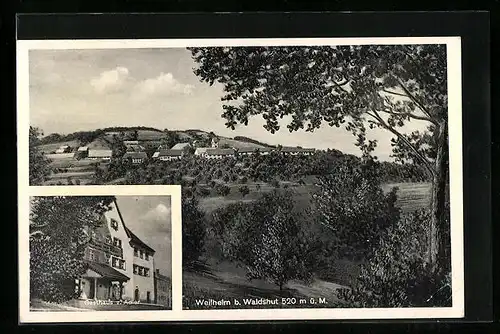 AK Weilheim b. Waldshut, Ortsansicht, Gasthaus z. Adler