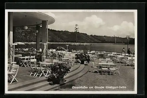 AK Stuttgart-Hofen, Strandkaffee am Stausee