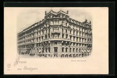 AK Stuttgart, Blick auf Hotel Marquardt