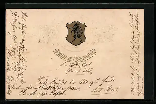 AK Stuttgart, Stadtwappen mit Blumen