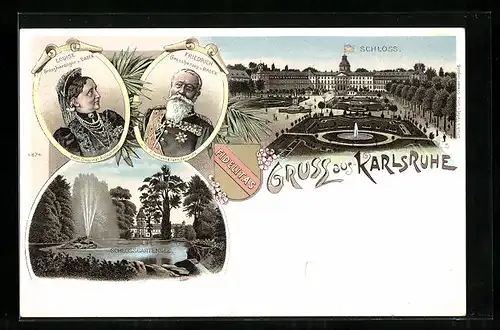 Lithographie Karlsruhe, Louise und Friedrich, Grossherzogin und Grossherzog v. Baden