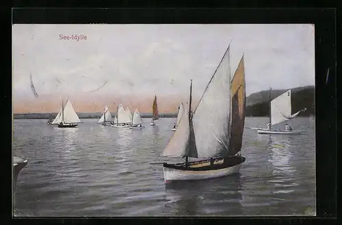 AK See-Idylle, Segelschiffe