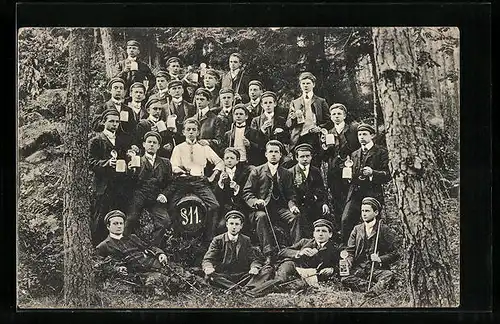 AK Herborn, Abschiedkommers 1907, studentische Szene