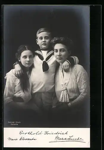 AK Berthold Friedrich, Marie Alexandra und Marie Louise von Baden