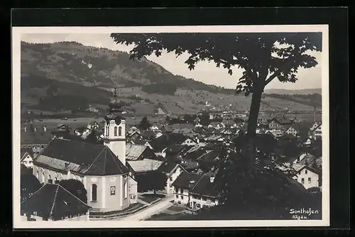 AK Sonthofen /Allgäu, Ortsansicht mit Kirche