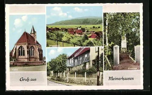 AK Meimerhausen, Ortsansicht, Kirche, Gasthaus zur Linde, Ehrenmal