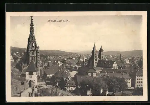 AK Esslingen a. N., Ortsansicht mit Kirche