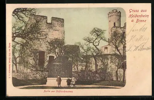 AK Heidenheim a. Brenz, Partie am Schlossbrunnen