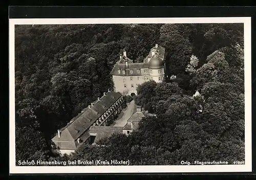 AK Hinnenburg bei Brakel /Kr. Höxter, Fliegeraufnahme vom Schloss