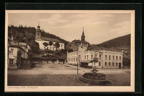 AK Leutenberg i. Thür., Marktplatz mit Brunnen