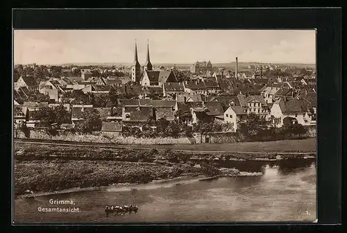 AK Grimma, Gesamtansicht aus der Vogelschau