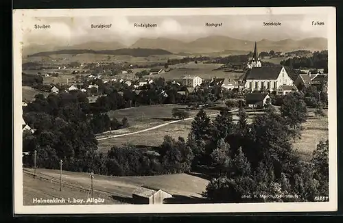 AK Heimenkirch i. bay. Allgäu, Ortsansicht mit Umland