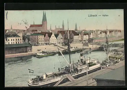 AK Lübeck, Hafen, Teilansicht