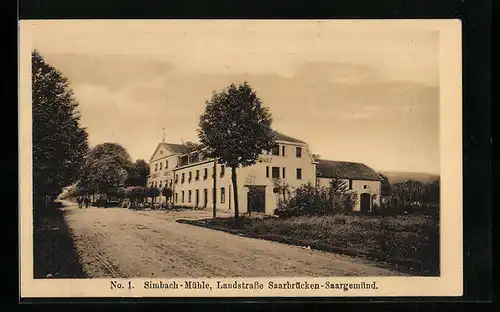 AK Alsting, Gasthaus Simbach-Mühle Otto Becker mit Landstrasse