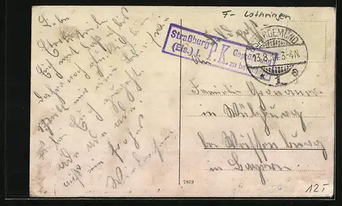 AK Saargemünd, Kasernenstrasse mit Kirche