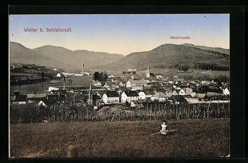AK Weiler b. Schlettstadt, Teilansicht mit Klosterwald