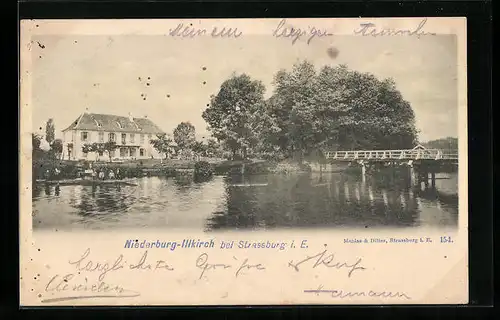 AK Niederburg-Illkirch bei Strassburg, Uferpartie