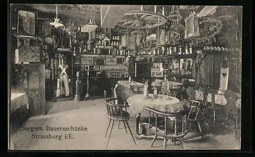 AK Strassburg i. E., Gasthaus Serger`s Bauernschänke, Innenansicht