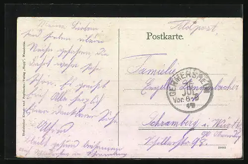 AK Germersheim a. Rhein, Ringstrasse mit Kirche