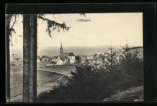 AK Löffingen, Ortsansicht mit Kirche