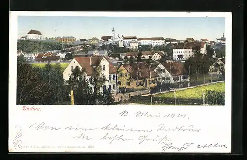 AK Dachau, Ortsansicht mit Kirche