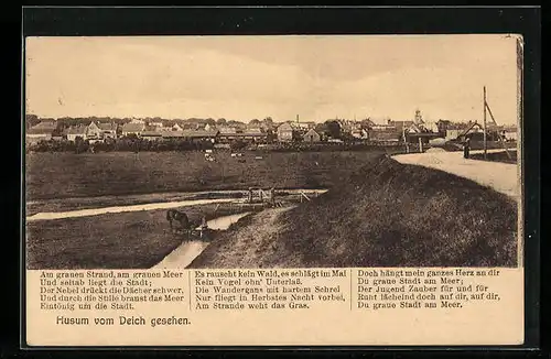 AK Husum, Teilansicht vom Deich gesehen