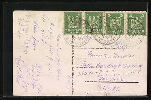 AK Uhlbach, Teilansicht mit Blick auf Rotenberg und Grabkapelle