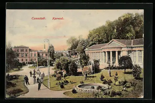 AK Cannstatt, Kursaal mit Denkmal