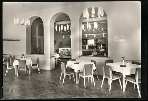 AK Bad Lausick, Kurbad, HO-Nichtraucher-Kurcafé mit Milchbar