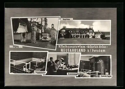 AK Neufahrland b. Potsdam, Kliniksanatorium Heinrich Heine, verschiedene Ansichten