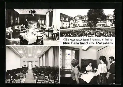 AK Neu Fahrland /Kr. Potsdam, Kliniksanatorium Heinrich Heine, verschiedene Ansichten