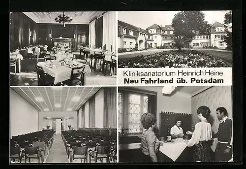 AK Neu Fahrland /Kr. Potsdam, Kliniksanatorium Heinrich Heine, verschiedene Ansichten