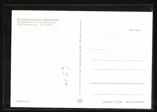 AK Eisenberg /Thür., Betriebsferienheim Walkmühle des VEB Industrie-Isolierungen Leipzig