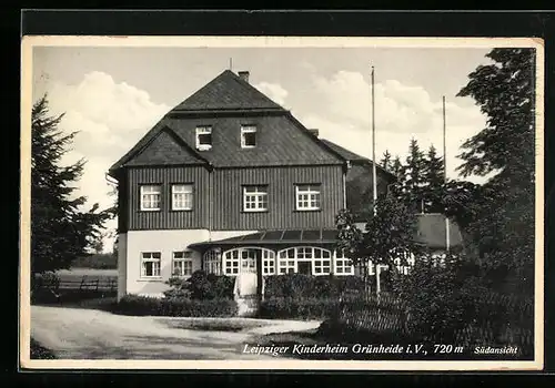 AK Leipzig, Kinderheim Grünheide i. V., Südansicht