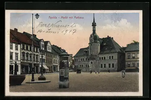 AK Apolda, Markt mit Rathaus