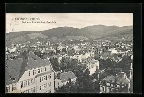 AK Freiburg-Herdern, Blick vom Turm der Ober-Realschule