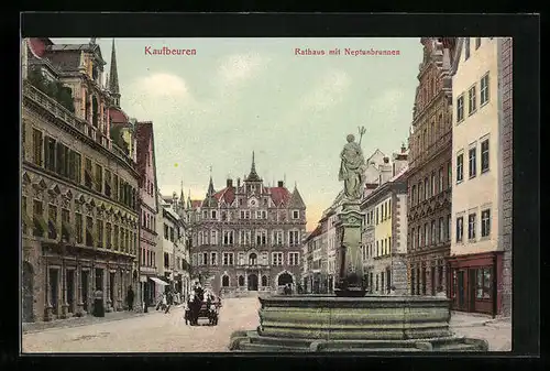 AK Kaufbeuren, Rathaus mit Neptunbrunnen