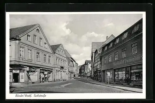 AK Bünde /Westf., Eschstrasse mit Geschäft von Friedrich Menninghaus