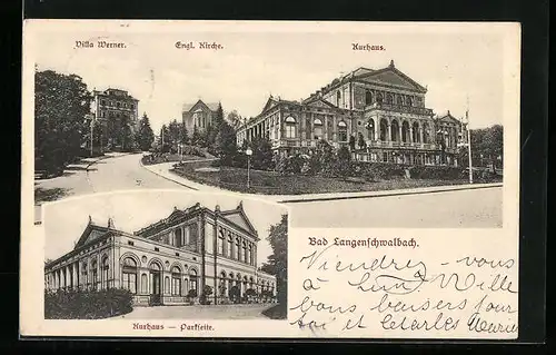 AK Bad Langenschwalbach, Kurhaus mit Villa Werner und Englischer Kirche, Kurhaus Parkseite