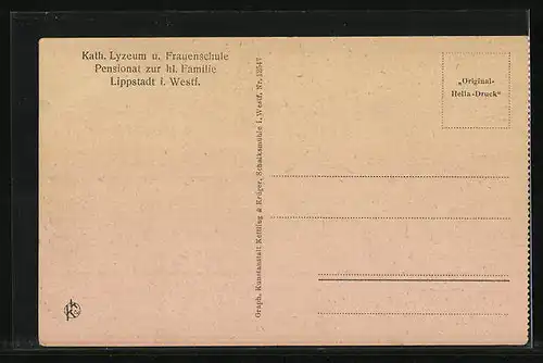 AK Lippstadt i. Westf., Kath. Lyzeum und Frauenschule Pensionat zur hl. Familie, Waschküche, Innenansicht