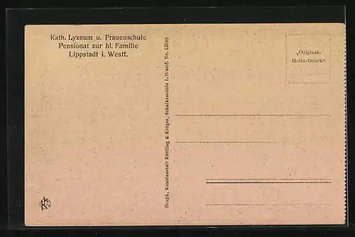 AK Lippstadt i. Westf., Kath. Lyzeum und Frauenschule Pensionat zur hl. Familie, Frauenschülerinnen im Kindergarten