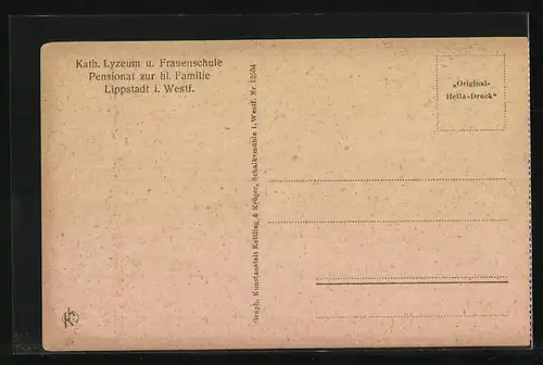 AK Lippstadt i. Westf., Kath. Lyzeum und Frauenschule Pensionat zur hl. Familie, Schlafsaal der Kleinen, Innenansicht