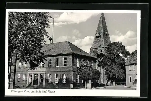 AK Wittingen /Han., Rathaus und Kirche