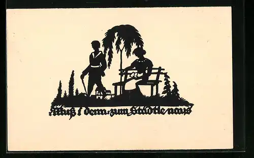 AK Muss i denn zum Städtele hinaus..., Scherenschnitt