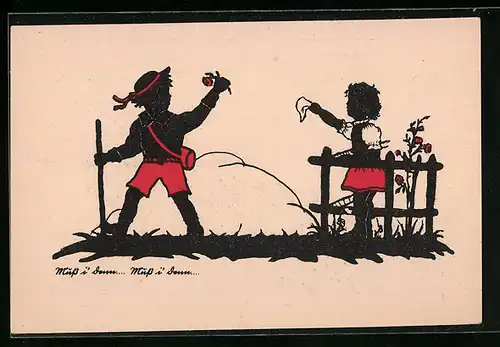 AK Muss i denn... Muss i denn..., Wandersmann verabschiedet sich, Scherenschnitt