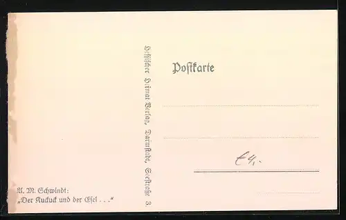 AK Der Kuckuck und der Esel, Scherenschnitt