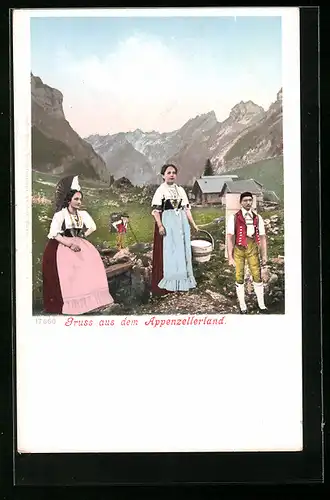 AK Bauern aus dem Appenzellerland in Tracht