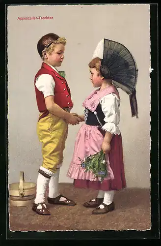 AK Niedliches Kinderpaar in Appenzeller Trachtenkleidung